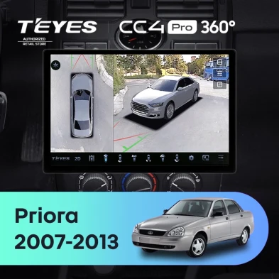 Штатная магнитола Teyes CC4 Pro 360 8/128 Lada Priora 1 (2007-2013) F2 (черная) (13")