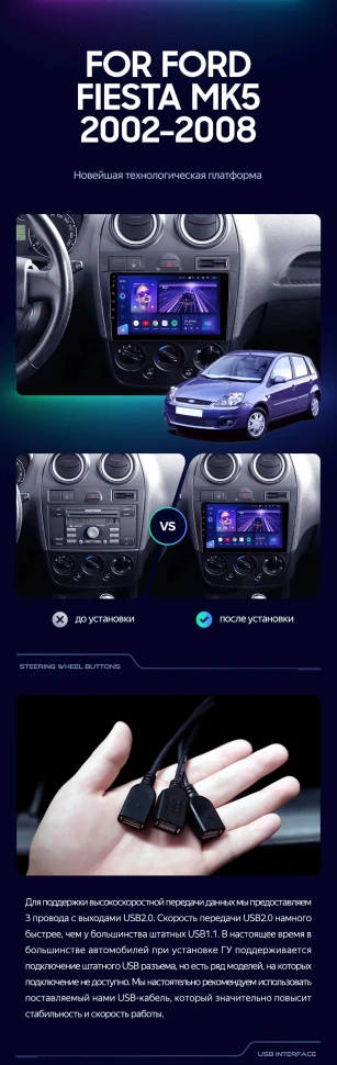 Штатная магнитола Teyes CC3 4/32 Ford Fiesta Mk5 (2002-2008)