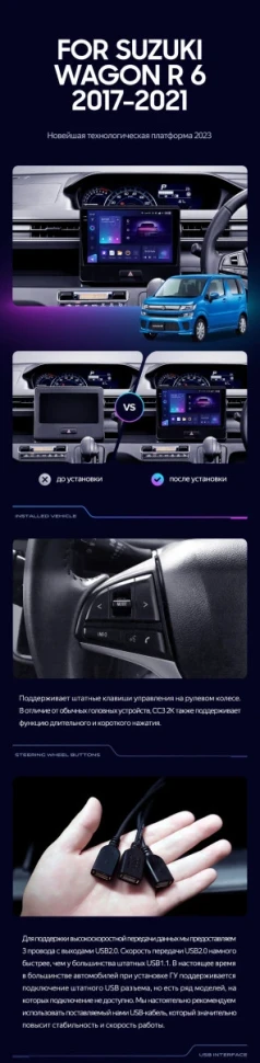 Штатная магнитола Teyes CC3 2K 360 6/128 Suzuki Wagon R VI (2017-2021)