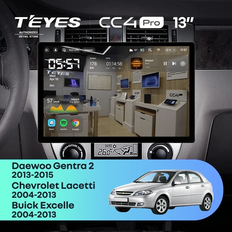 Штатная магнитола Teyes CC4 Pro 8/128 Daewoo Gentra 2 (2013-2015) F1 Тип-A (13")