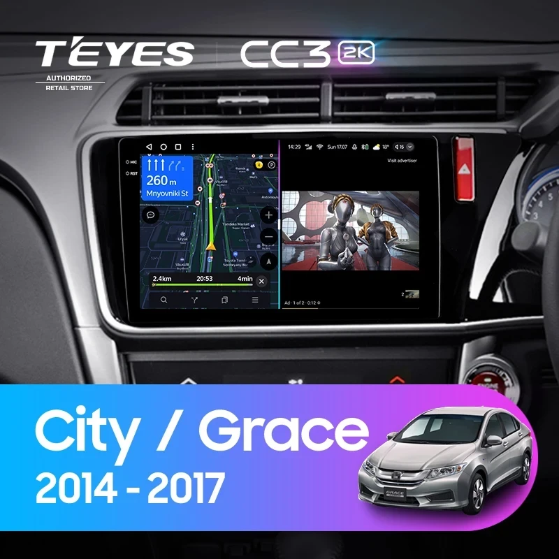 Штатная магнитола Teyes CC3 2K 360 6/128 Honda City (2014-2017) Тип-A Правый руль