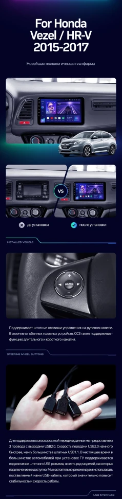 Штатная магнитола Teyes CC3L 4/32 Honda HR-V (2015-2018)