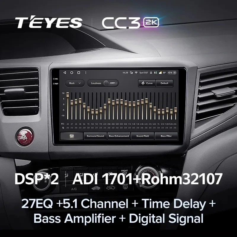Штатная магнитола Teyes CC3 2K 4/64 Honda Civic 9 FB FK FD (2011-2015)