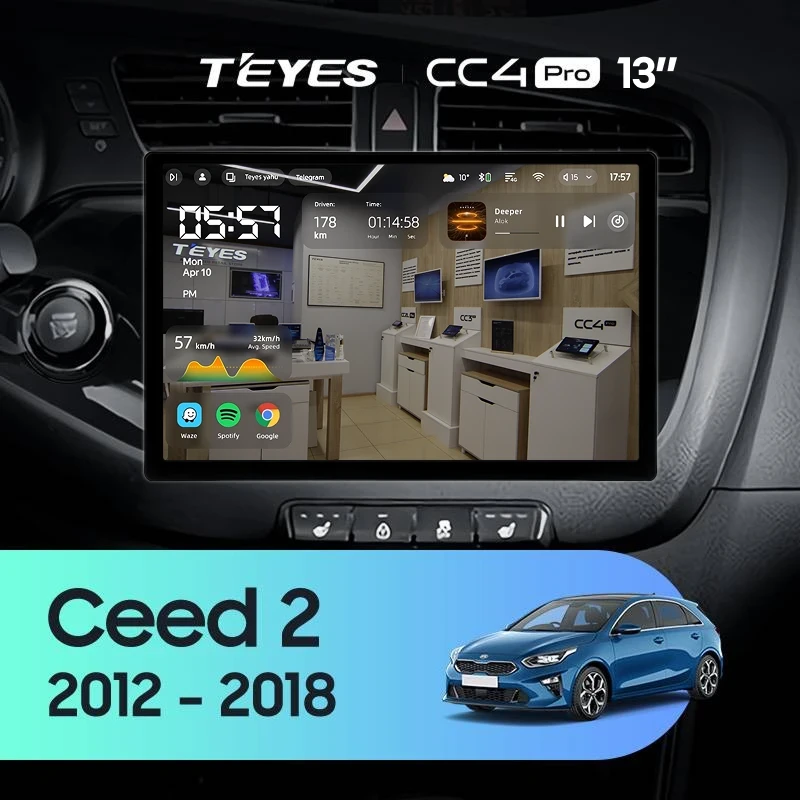 Штатная магнитола Teyes CC4 Pro 8/128 Kia Ceed 2 JD (2012-2018) (13")