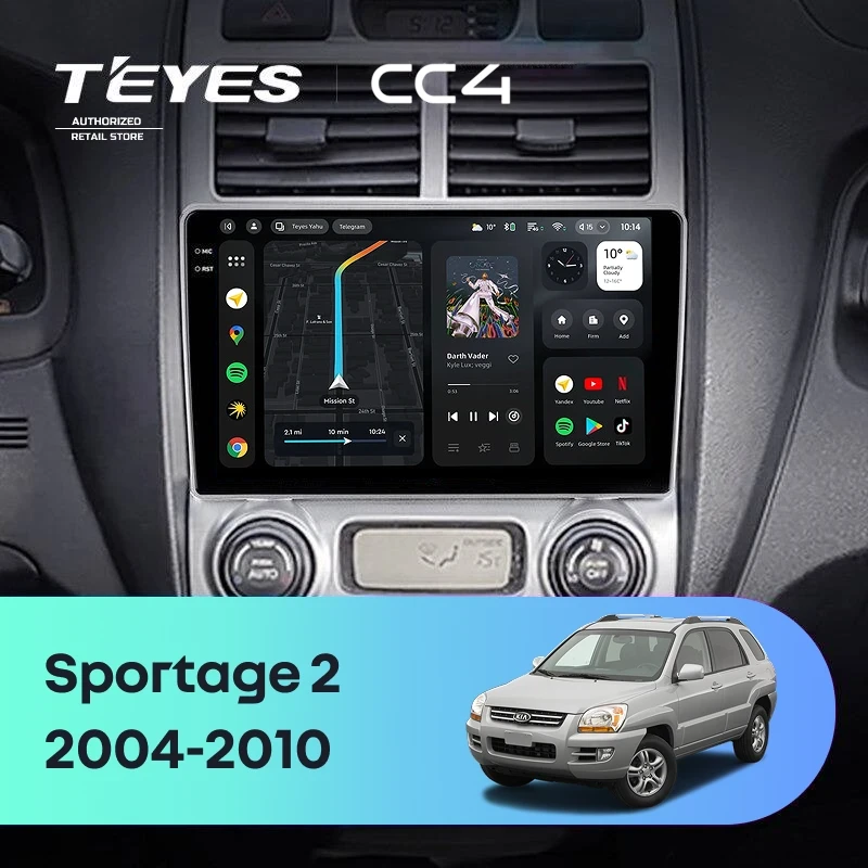 Штатная магнитола Teyes CC4 6/64 Kia Sportage 2 (2004-2010) F1