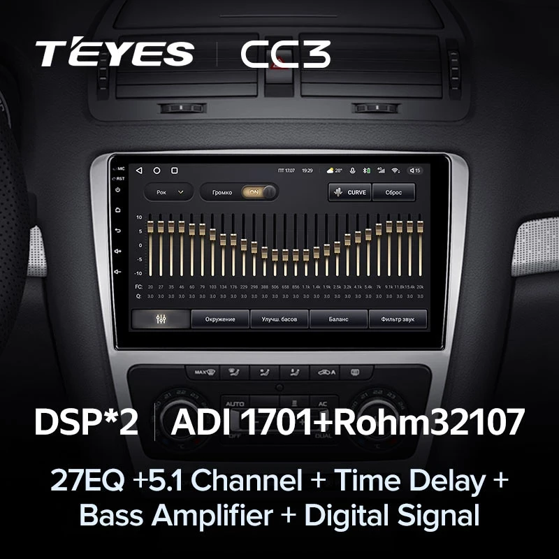Штатная магнитола Teyes CC3 4/32 Skoda Octavia 2 A5 (2008-2013) Серая