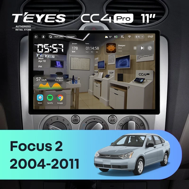 Штатная магнитола Teyes CC4 Pro 12/256 Ford Focus 2 Mk 2 (2004-2011) F2 (11")