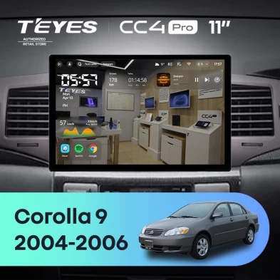 Штатная магнитола Teyes CC4 Pro 8/128 Toyota Corolla 9 E120 (2004-2006) (11")