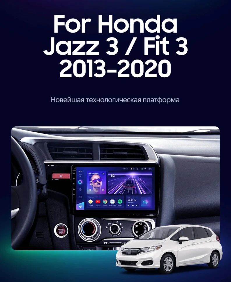 Штатная магнитола Teyes CC3 2K 4/64 Honda Jazz 3 (2013-2020) Тип-B