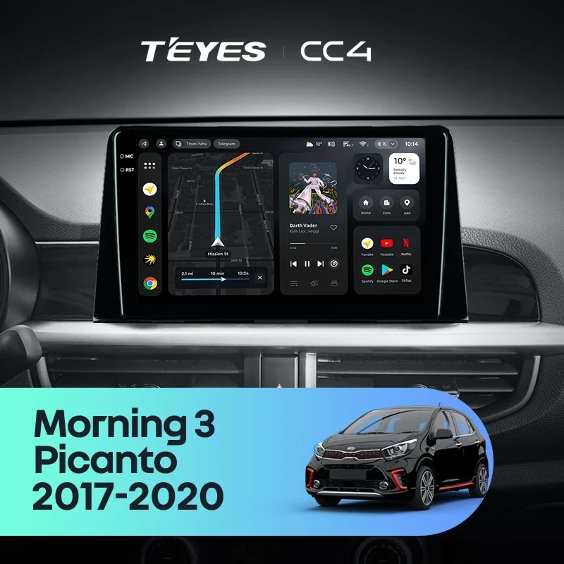 Штатная магнитола Teyes CC4 8/128 Kia Morning 3 (2017-2023) Тип-B