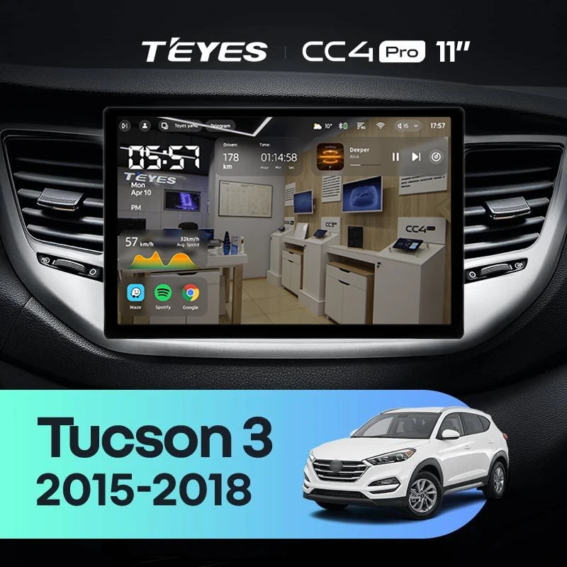 Штатная магнитола Teyes CC4 Pro 12/256 Hyundai Tucson 3 (2015-2018) Тип-A (11")