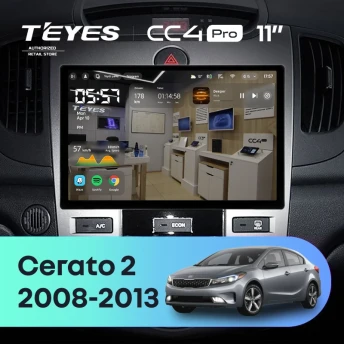 Штатная магнитола Teyes CC4 Pro 8/128 Kia Cerato 2 TD (2008-2013) F1 (11")