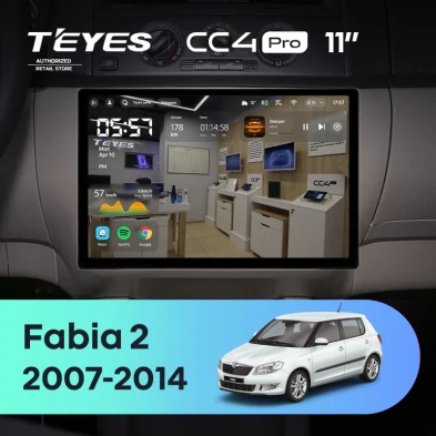 Штатная магнитола Teyes CC4 Pro 8/128 Skoda Fabia 2 (2007-2014) (11") (10 inch Universal)