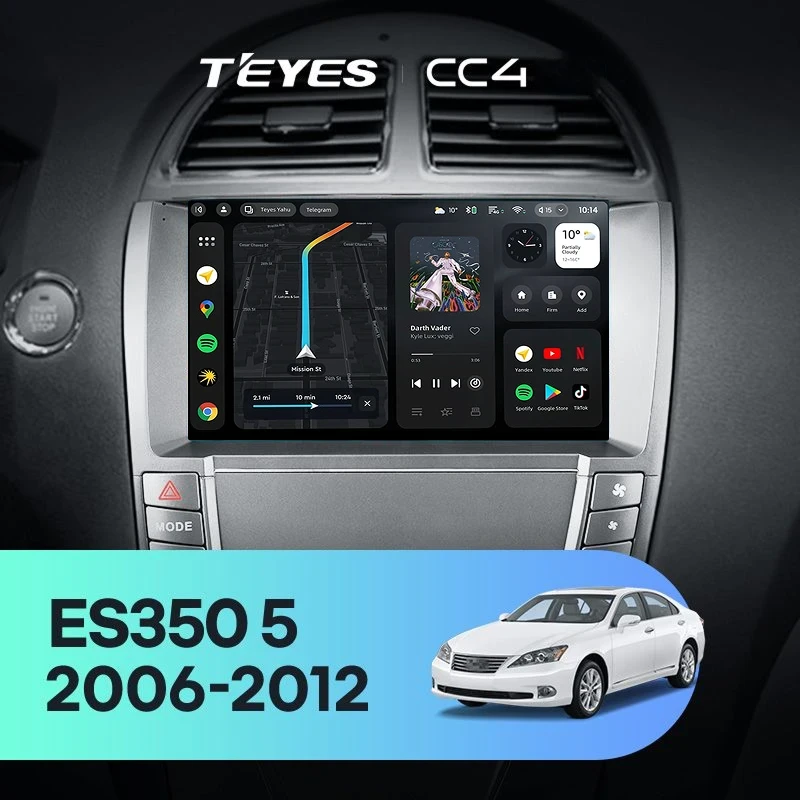 Штатная магнитола Teyes CC4 8/128 Lexus ES350 5 V XV40 (2006-2012) Тип-C