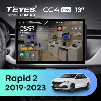 Штатная магнитола Teyes CC4 Pro 12/256 Skoda Rapid 2 (2019-2023) (13")
