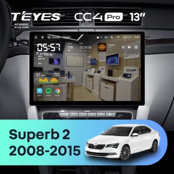 Штатная магнитола Teyes CC4 Pro 12/256 Skoda Superb 2 B6 (2008-2015) (13") (10 inch Universal)