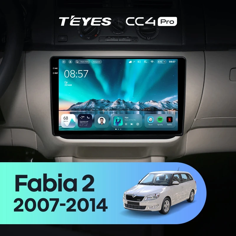 Штатная магнитола Teyes CC4 Pro 8/128 Skoda Fabia 2 (2007-2014) (10 inch Universal)