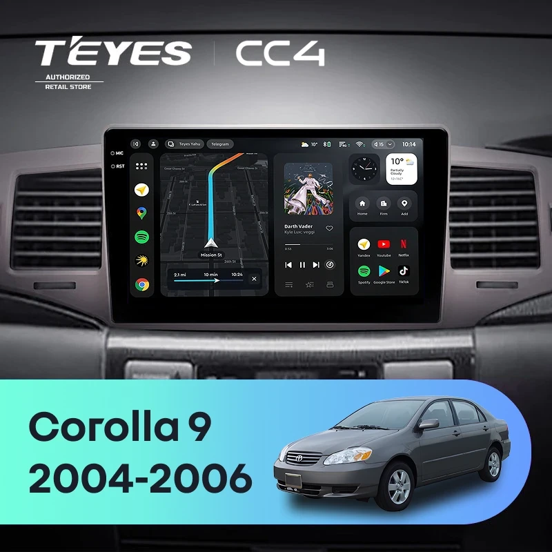 Штатная магнитола Teyes CC4 6/64 Toyota Corolla 9 E120 (2004-2006)