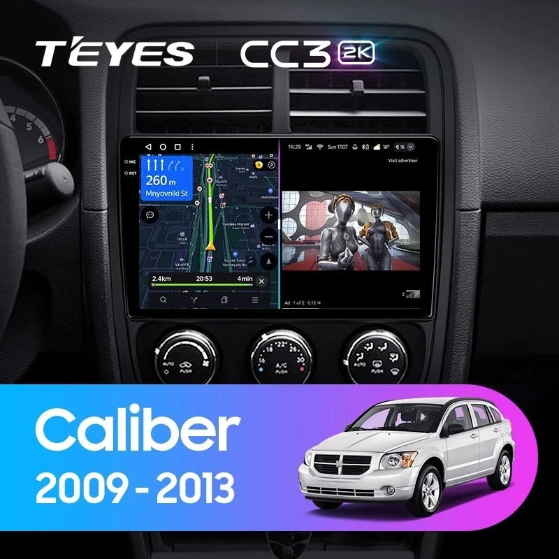 Штатная магнитола Teyes CC3 2K 360 6/128 Dodge Caliber PM (2009-2013)