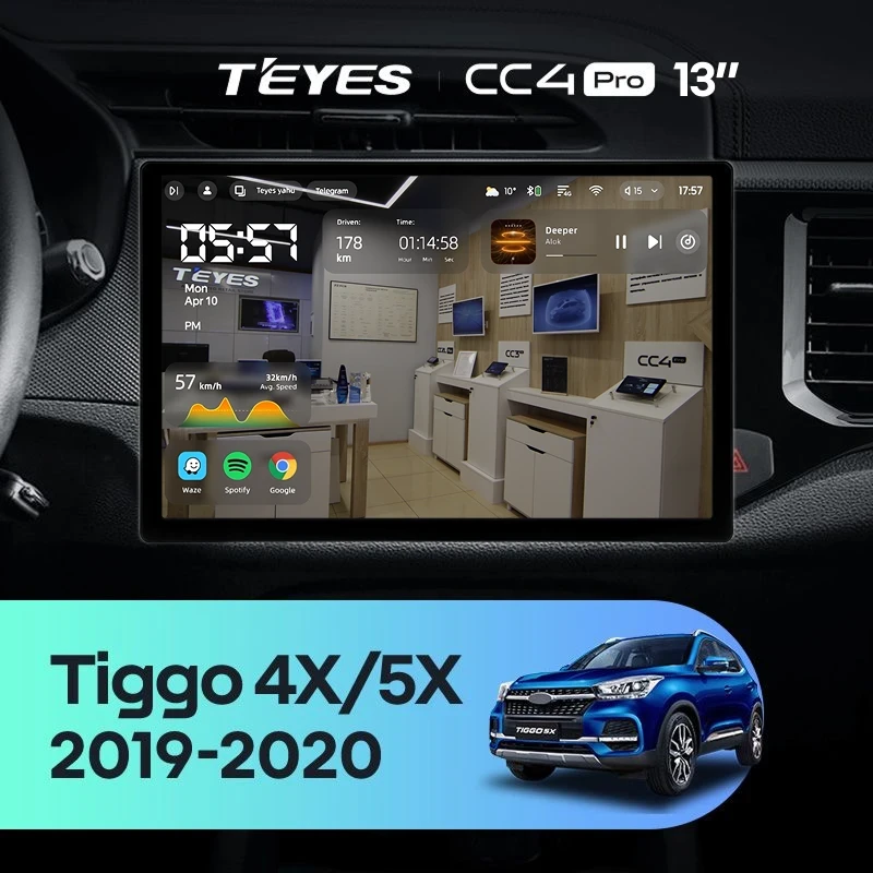 Штатная магнитола Teyes CC4 Pro 12/256 Chery Tiggo 4X 5X (2019-2020) (13")