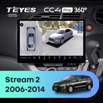 Штатная магнитола Teyes CC4 Pro 360 8/128 Honda Stream 2 (2006-2014) Правый руль (11")