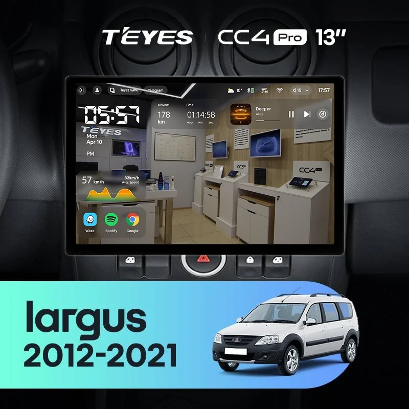 Штатная магнитола Teyes CC4 Pro 12/256 Lada Largus (2012-2021) (13")