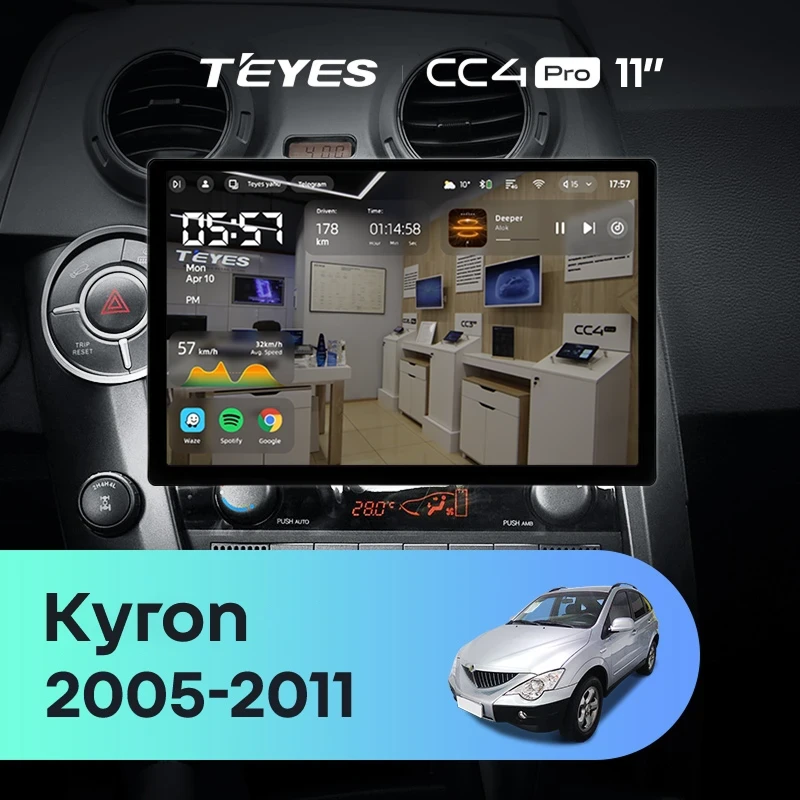Штатная магнитола Teyes CC4 Pro 8/128 SsangYong Kyron (2005-2011) (11")