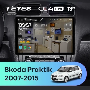 Штатная магнитола Teyes CC4 Pro 8/128 Skoda Praktik (2007-2015) (13")