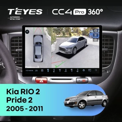 Штатная магнитола Teyes CC4 Pro 360 12/256 Kia Rio 2 (2005-2011) F2 (11")