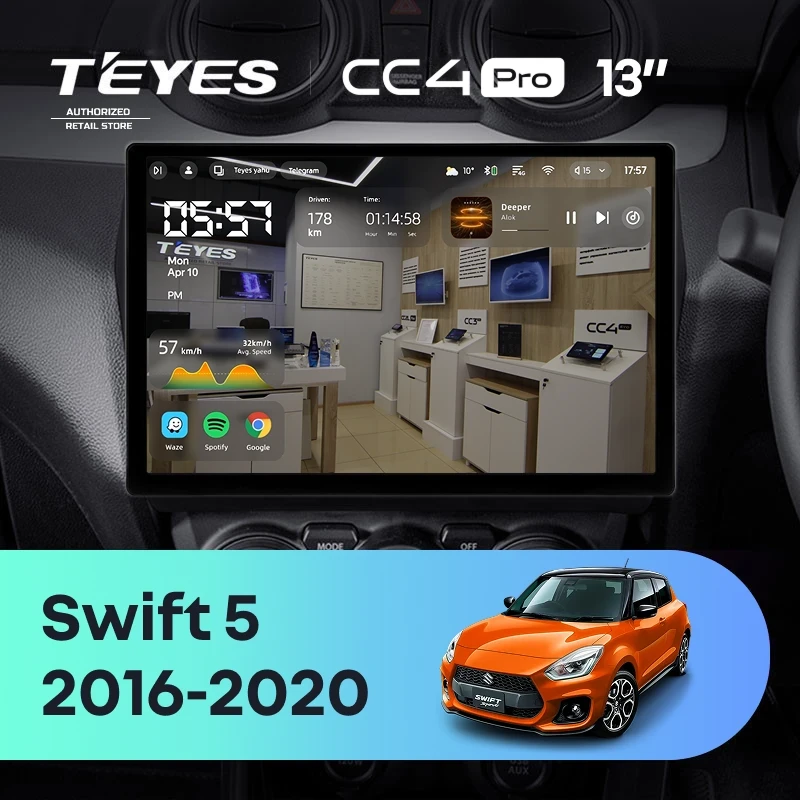 Штатная магнитола Teyes CC4 Pro 12/256 Suzuki Swift 5 (2016-2020) (13")