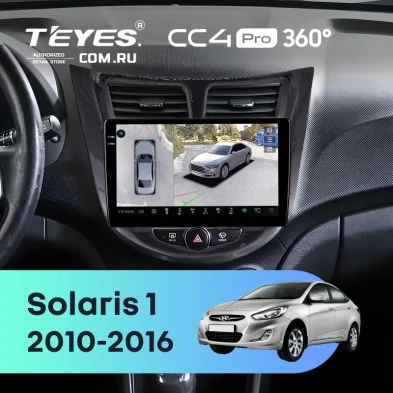 Штатная магнитола Teyes CC4 Pro 360 12/256 Hyundai Solaris 1 (2010-2016) F2 (черный глянец)